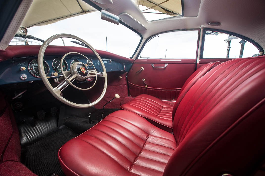 Voiture Porsche 356 A Coupe Aquamarine Cuir Rouge