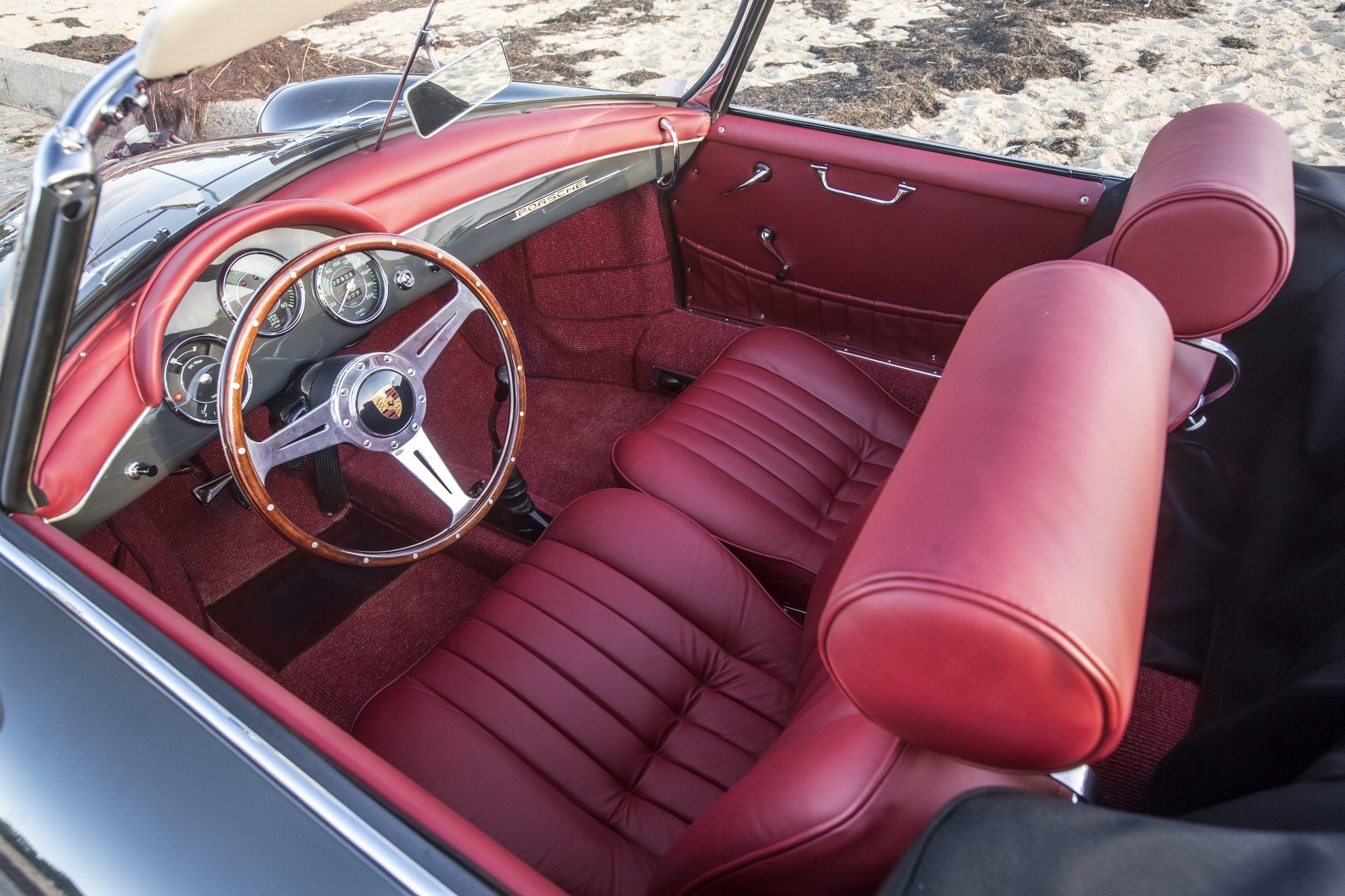 Voiture Porsche 356 BT5 Roadster Gris Ardoise Cuir Rouge