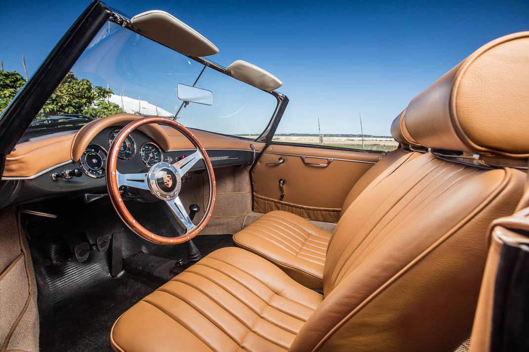 Voiture Porsche 356 BT5 Roadster Super 90 Gris Slate Grey Cuir Beige Cabane