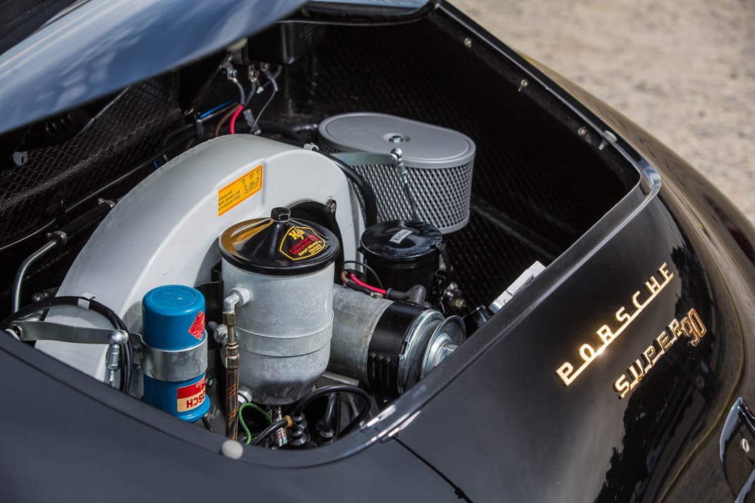 Voiture Porsche 356 Cabriolet BT5 Super 90 1960 Noir - Intérieur Chocolat