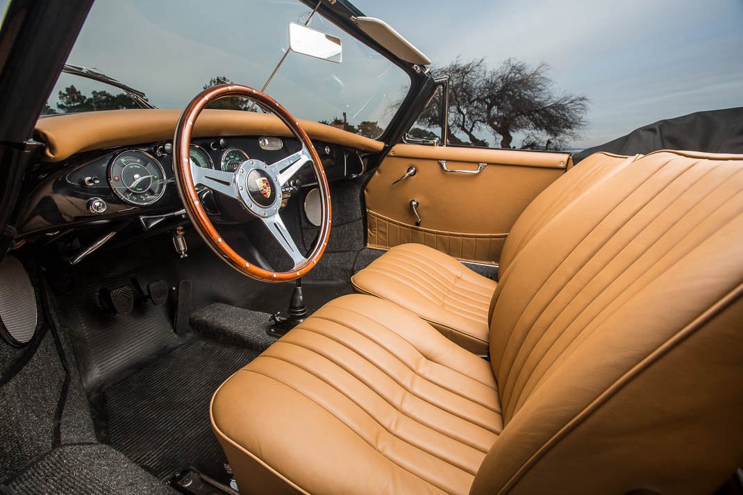 Voiture Porsche 356 Cabriolet BT5 Super 90 1960 Noir - Intérieur Chocolat