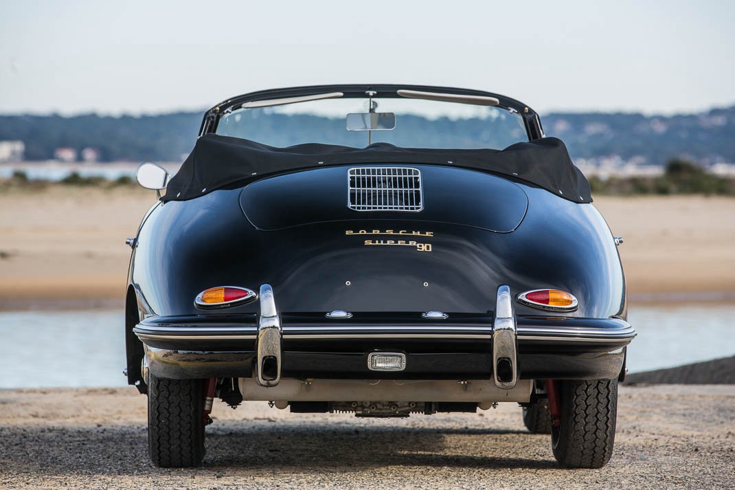 Voiture Porsche 356 Cabriolet BT5 Super 90 1960 Noir - Intérieur Chocolat