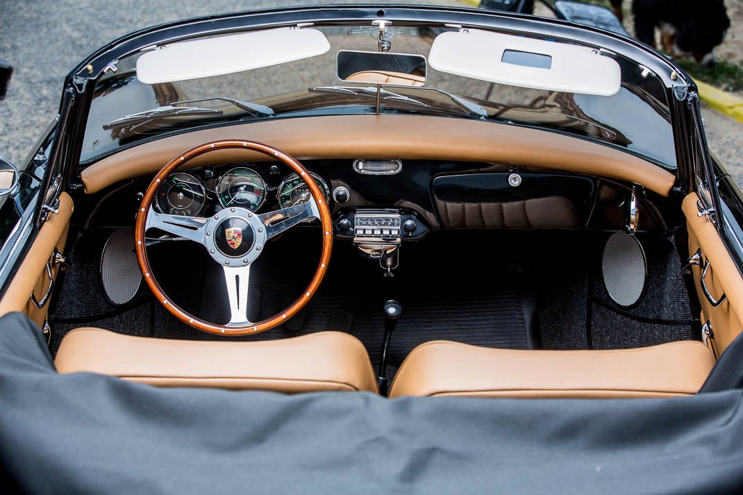 Voiture Porsche 356 Cabriolet BT5 Super 90 1960 Noir - Intérieur Chocolat