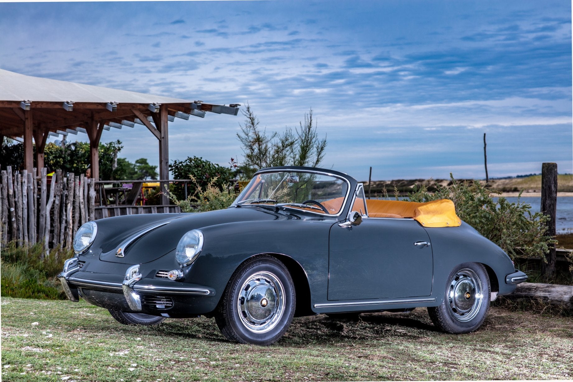 Voiture Porsche 356 C Cabriolet Slate Grey Cuir Caramel