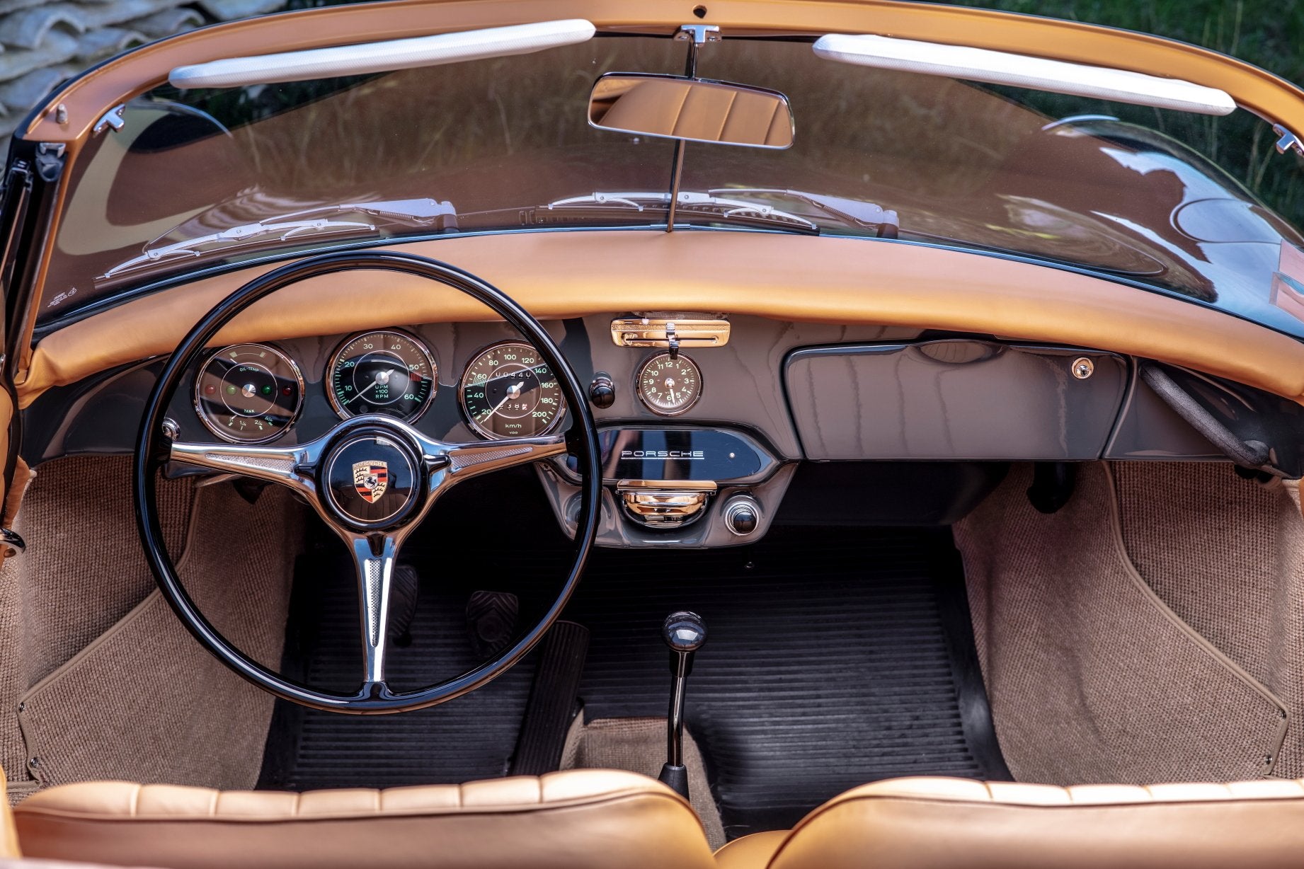 Voiture Porsche 356 C Cabriolet Slate Grey Cuir Caramel