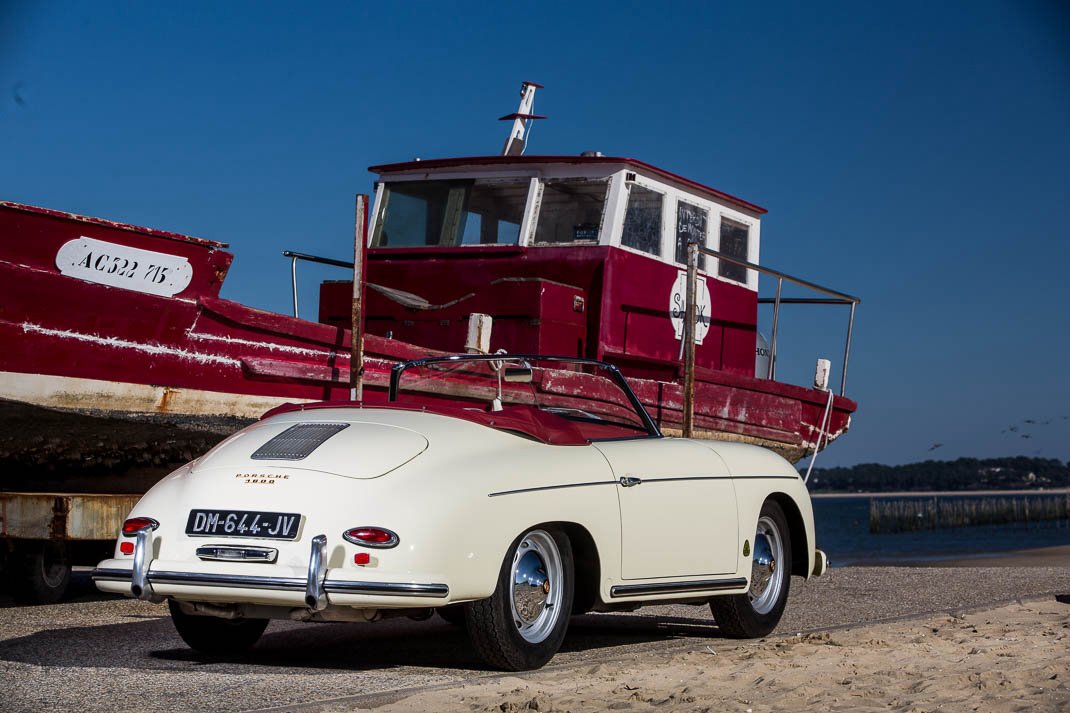Voiture Porsche Convertible D Ivoire Cuir Rouge 356