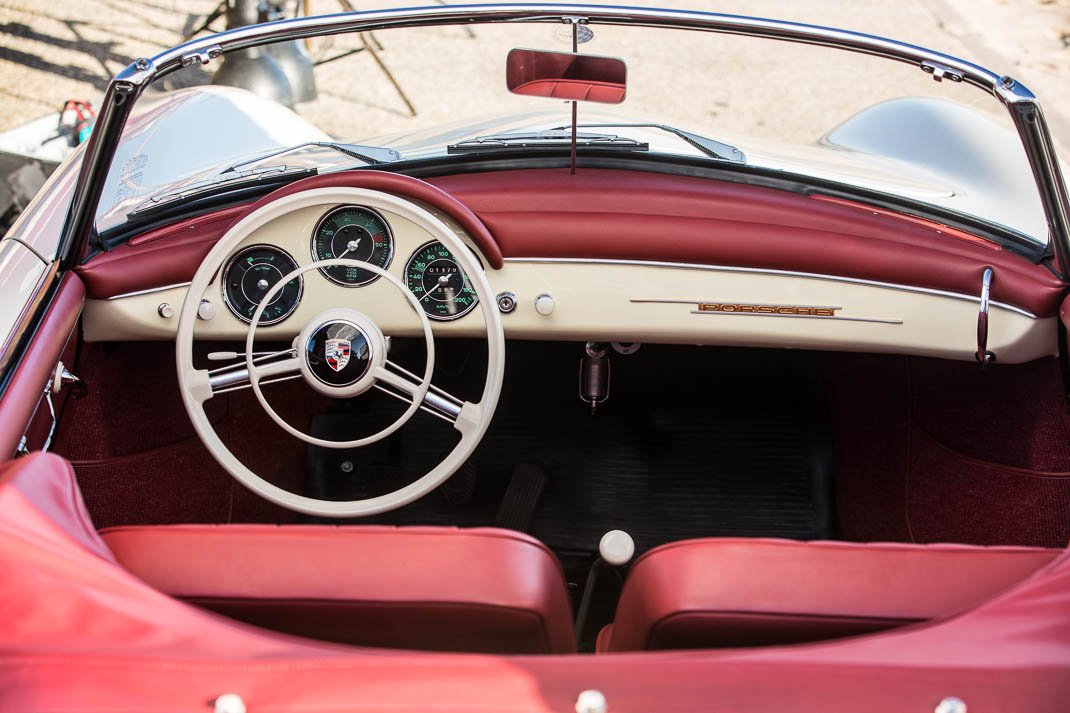 Voiture Porsche Convertible D Ivoire Cuir Rouge 356