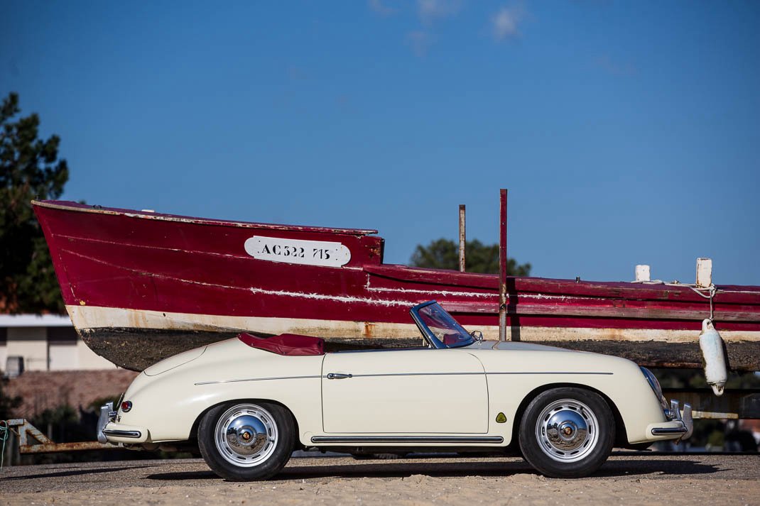 Voiture Porsche Convertible D Ivoire Cuir Rouge 356
