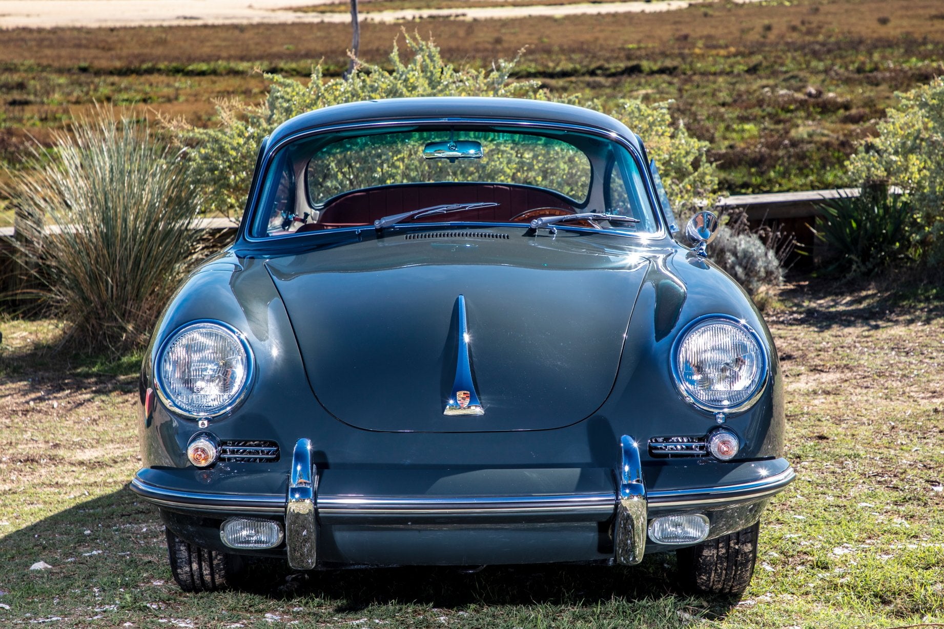 Voiture Porsche 356 SC Coupé Slate Grey Cuir Rouge