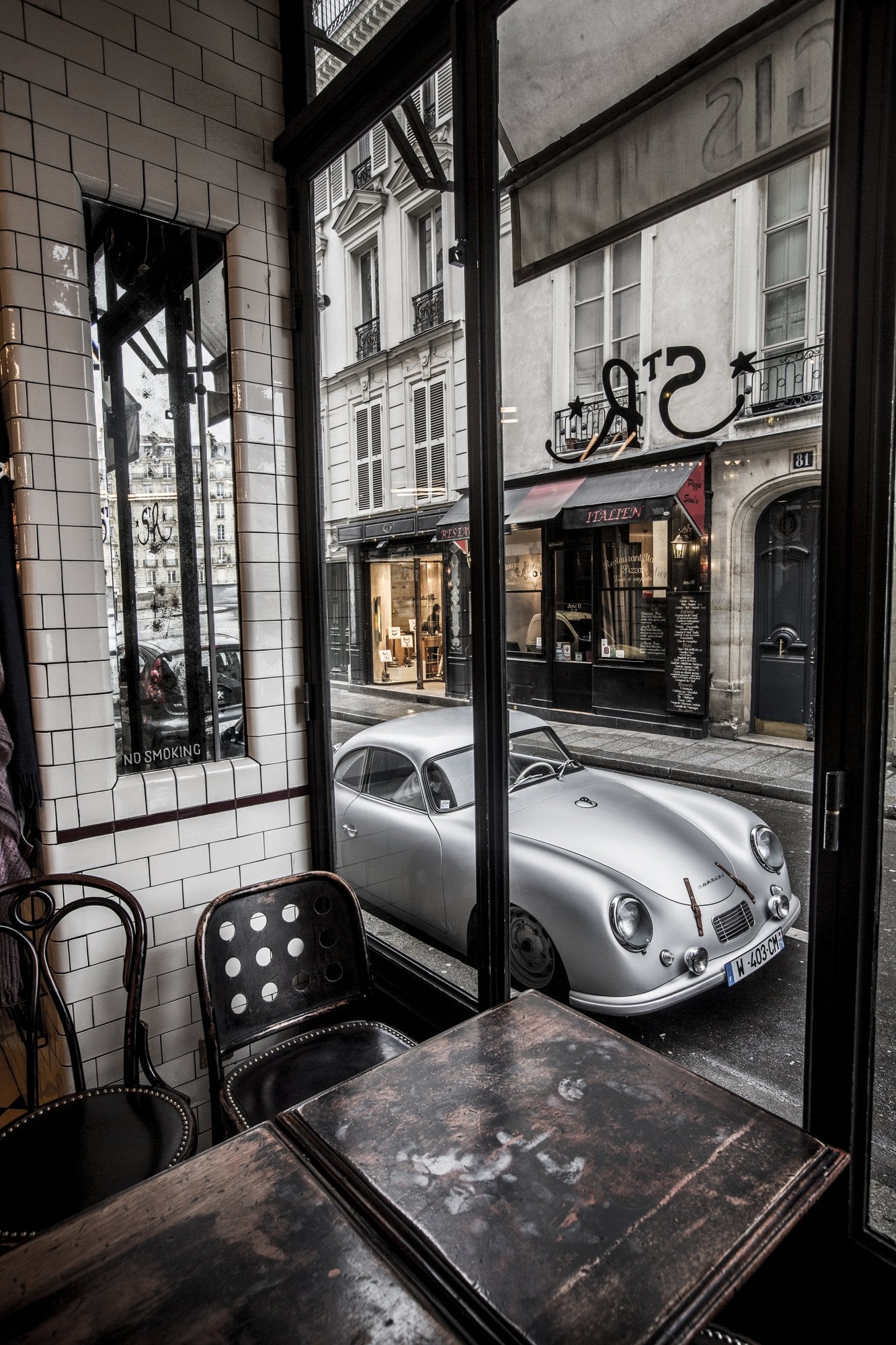 Voiture Porsche 356 Pré A GT Grise Argent Mat Coupé Paris Café