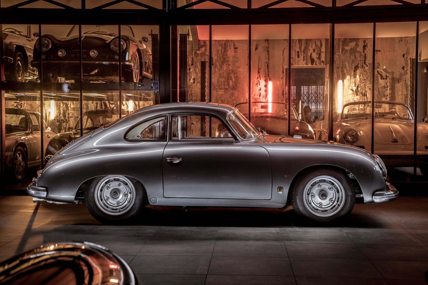 Voiture Porsche 356 At1 GT 1956 Coupé Gris Light Painting