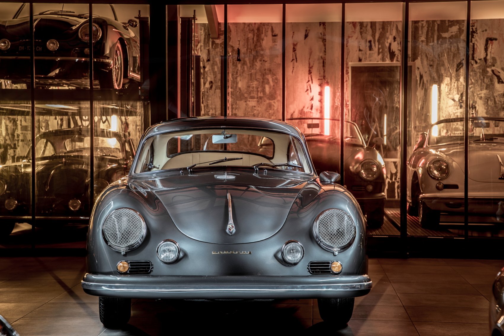 Voiture Porsche 356 At1 GT 1956 Coupé Gris Light Painting