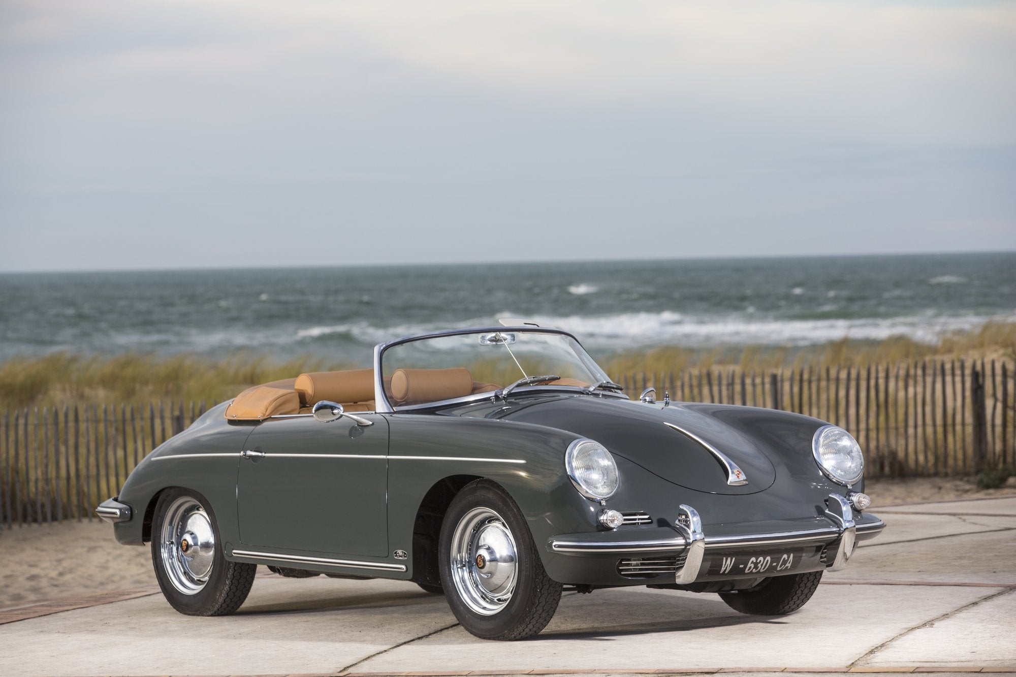 Voiture Porsche 356 B Roadster Gris Ardoise Cuir Brun