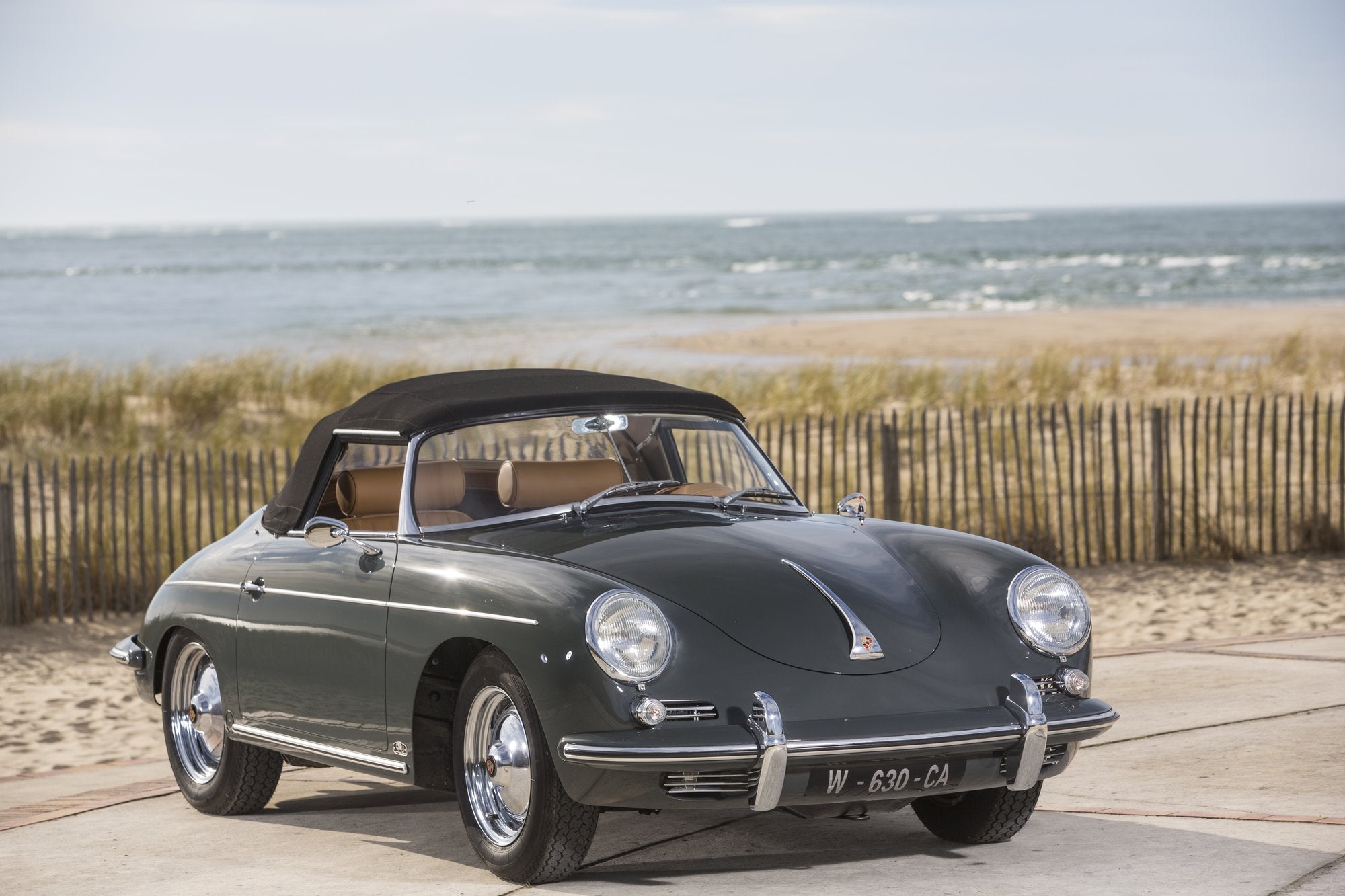 Voiture Porsche 356 B Roadster Gris Ardoise Cuir Brun