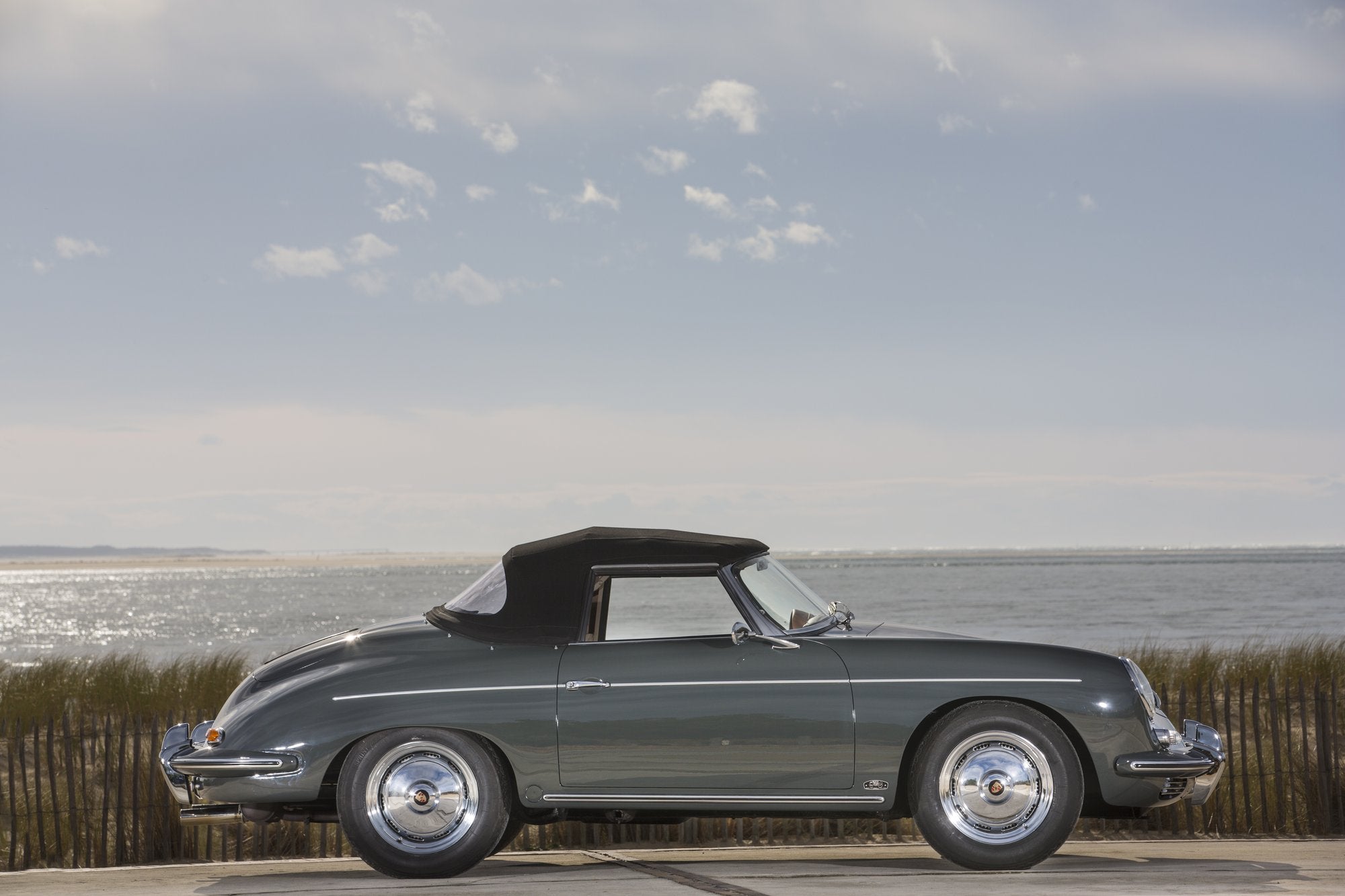 Voiture Porsche 356 B Roadster Gris Ardoise Cuir Brun