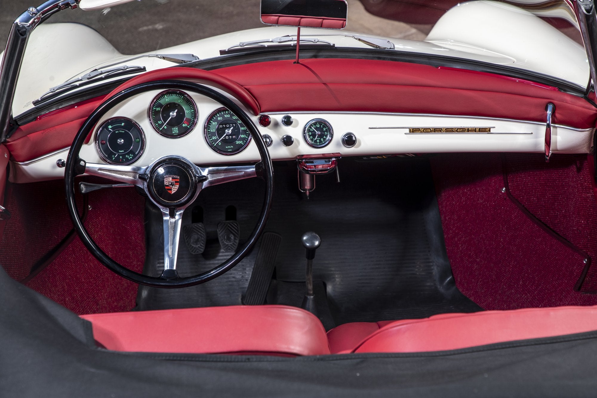 Voiture Porsche 356 Roadster S90 Blanc Cuir Rouge