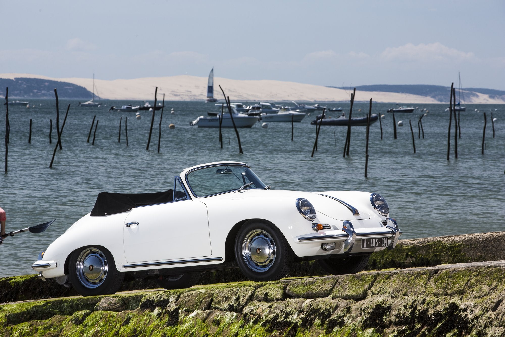 Voiture Porsche 356 Cabriolet SC Blanche Police - Intérieur Gris Foncé