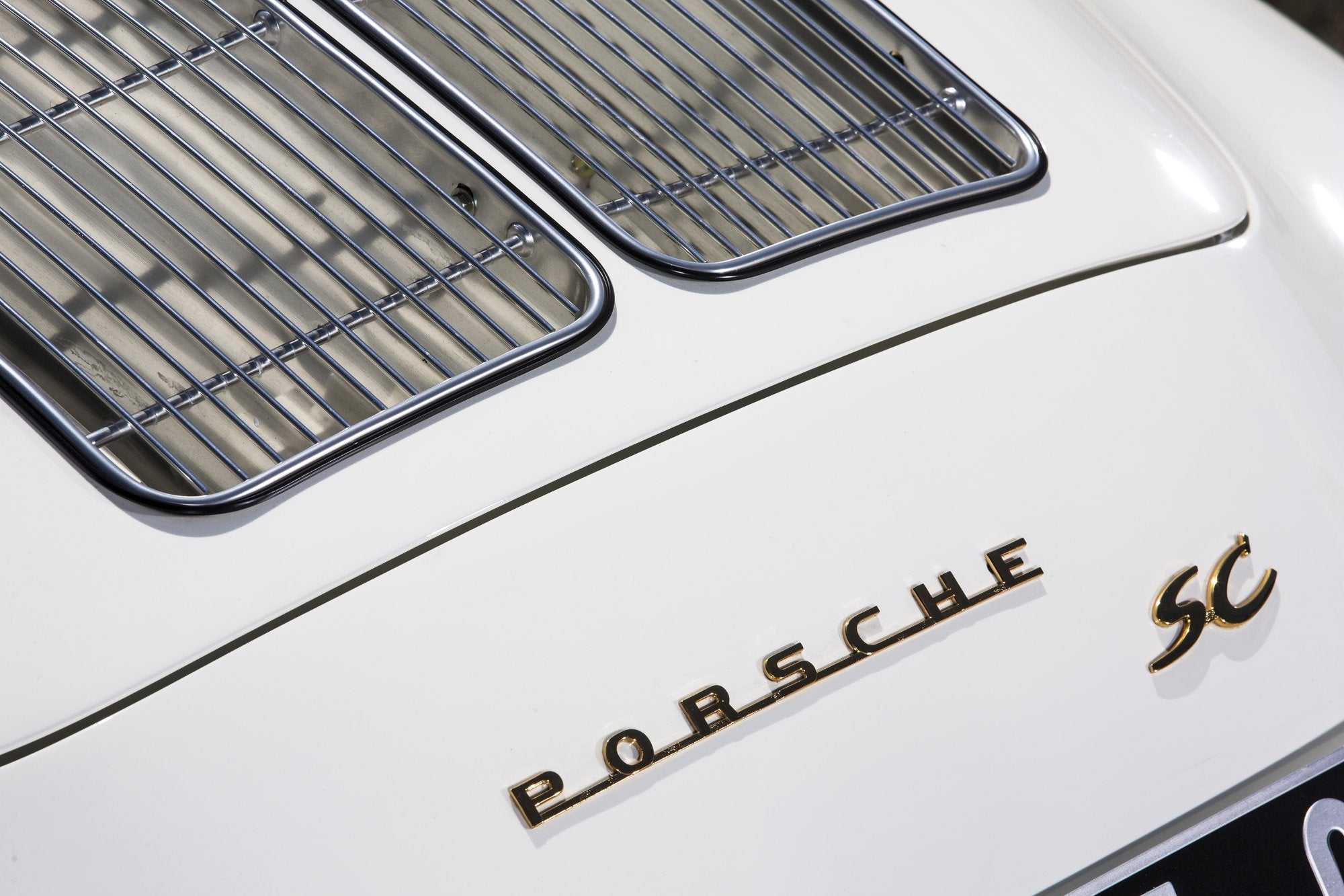 Voiture Porsche 356 Cabriolet SC Blanche Police - Intérieur Gris Foncé