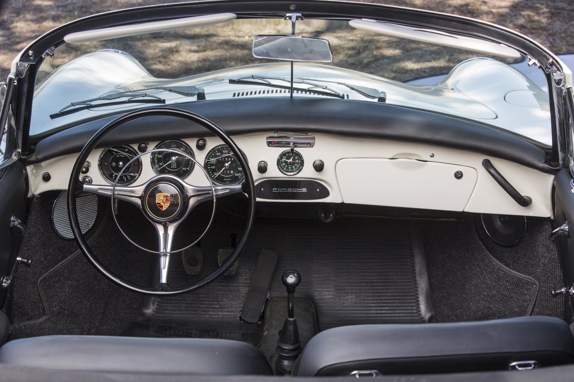 Voiture Porsche 356 Cabriolet SC Blanche Police - Intérieur Gris Foncé