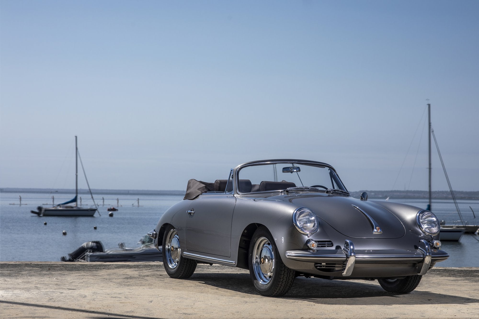 Voiture Porsche 356 SC Grise Mercedes Cab Grigio Ferro - Intérieur Taupe