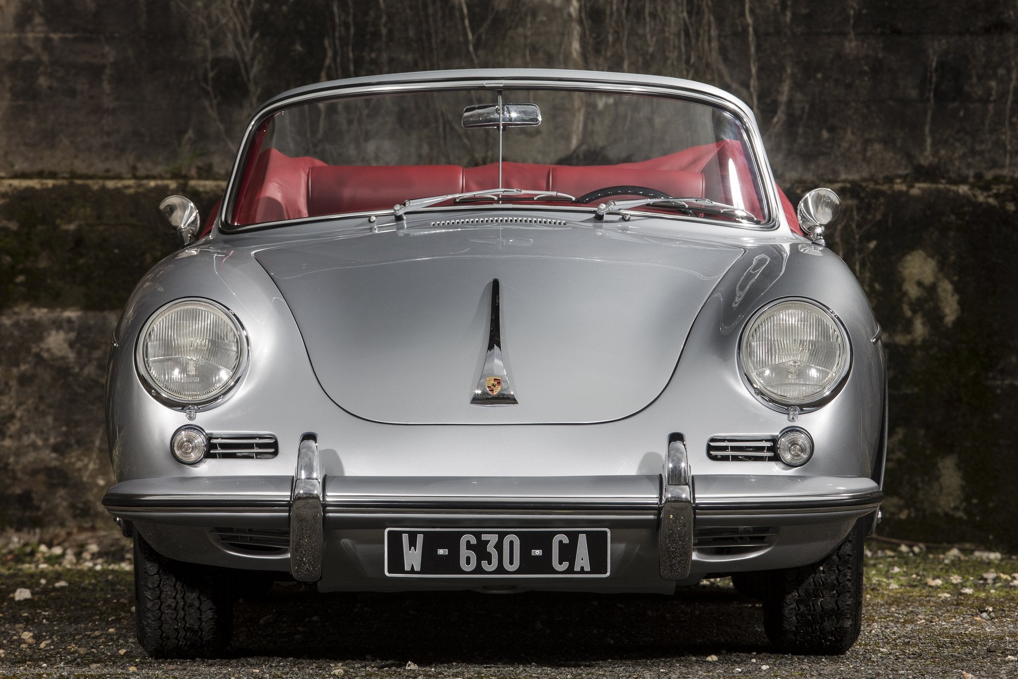 Voiture Porsche 356 Cabriolet SC Grise Nacrée Argent - Intérieur Rouge Base Sous Marine