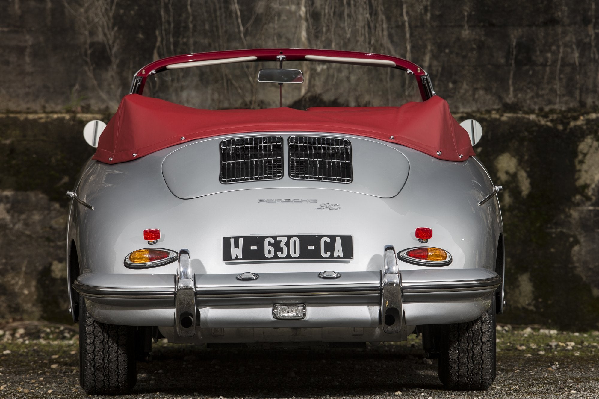 Voiture Porsche 356 Cabriolet SC Grise Nacrée Argent - Intérieur Rouge Base Sous Marine