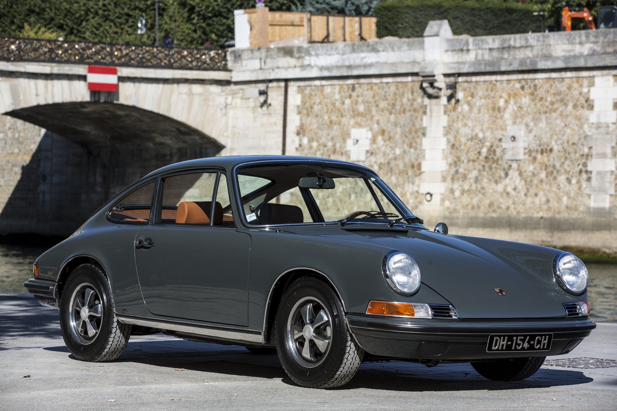 Voiture Porsche 911 E 1969 Grise Ardoise Cuir Brun Dh145