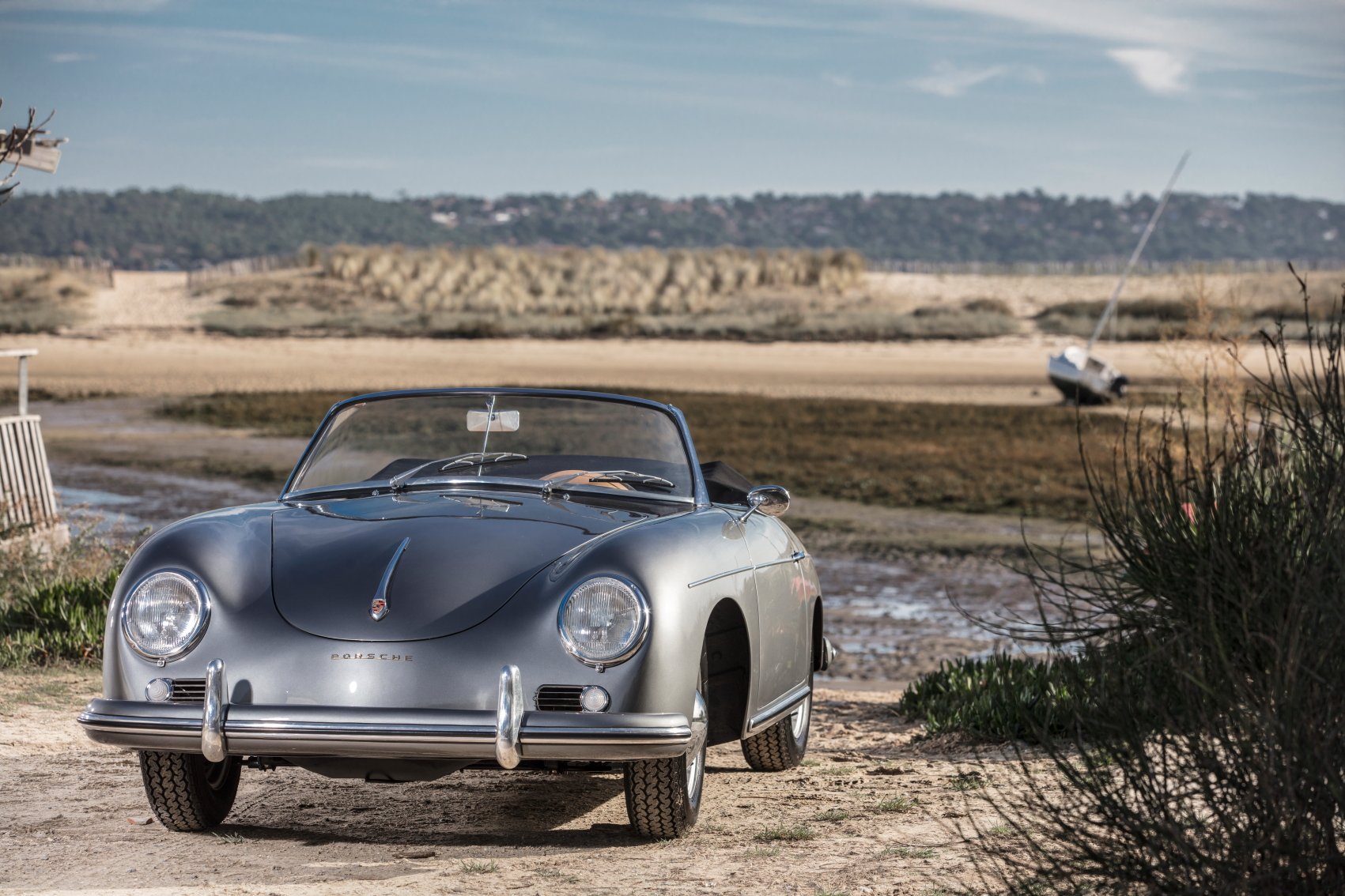 Voiture Porsche 356 Convertible D Gris - Beige