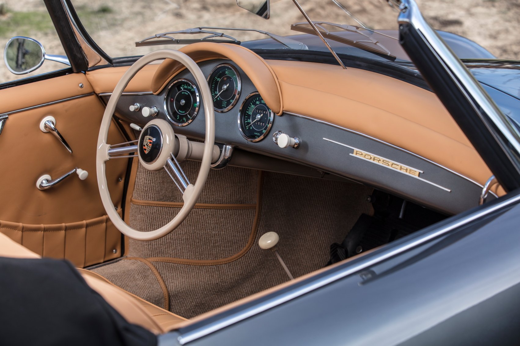 Voiture Porsche 356 Convertible D Gris - Beige