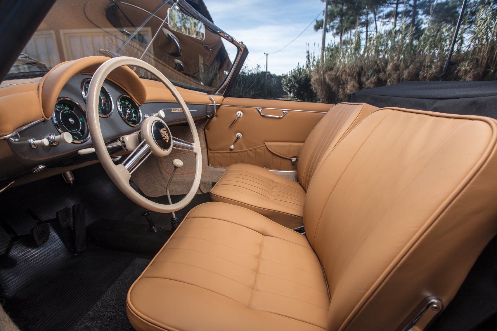 Voiture Porsche 356 Convertible D Gris - Beige