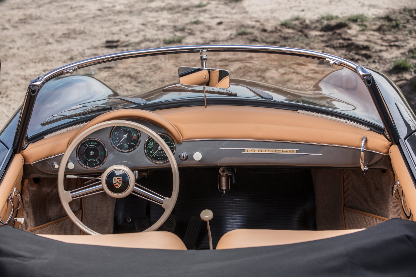 Voiture Porsche 356 Convertible D Gris - Beige