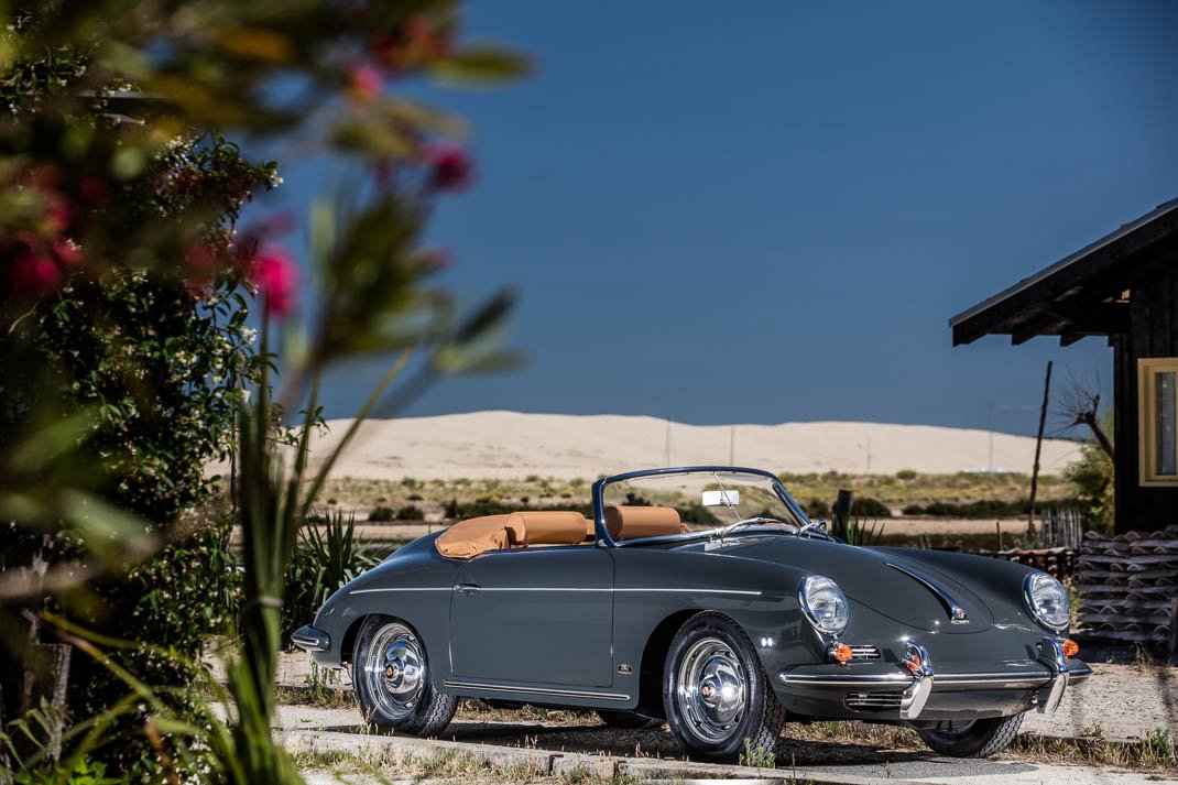 Voiture Porsche 356 BT5 Roadster Super 90 Gris Slate Grey Cuir Beige Cabane