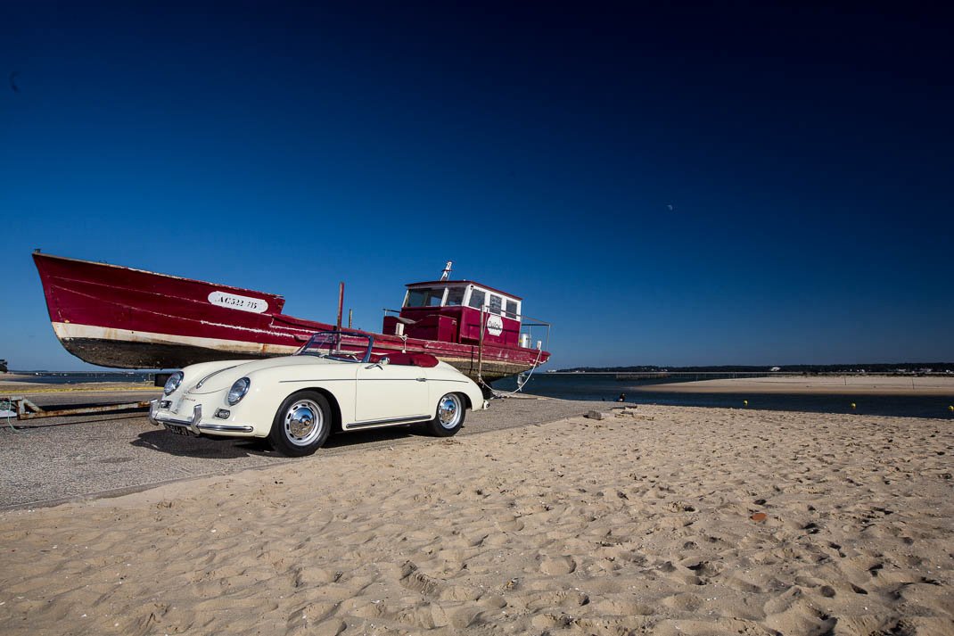 Voiture Porsche Convertible D Ivoire Cuir Rouge 356