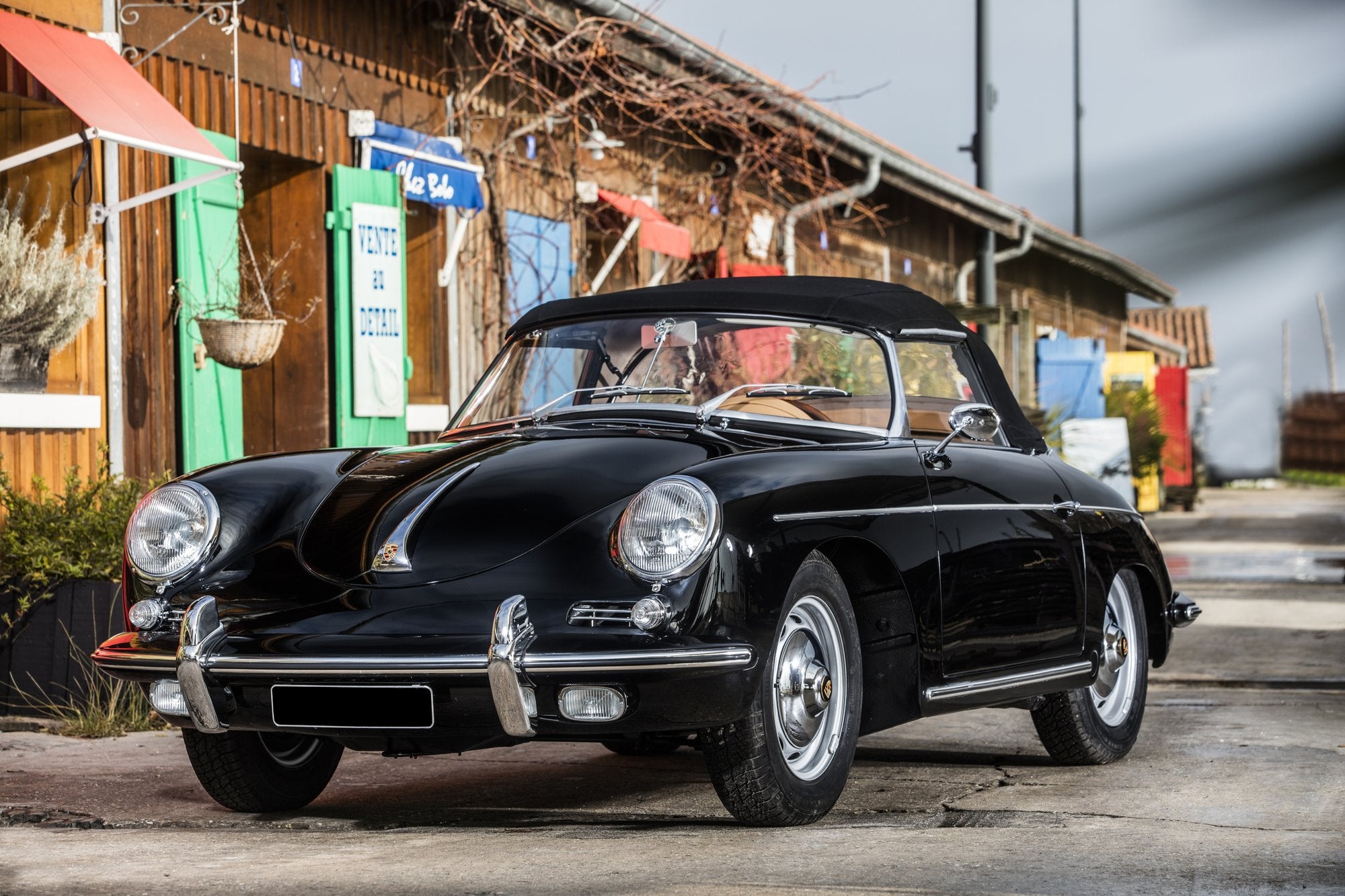 Voiture Porsche Roadster Noir Cuir Beige