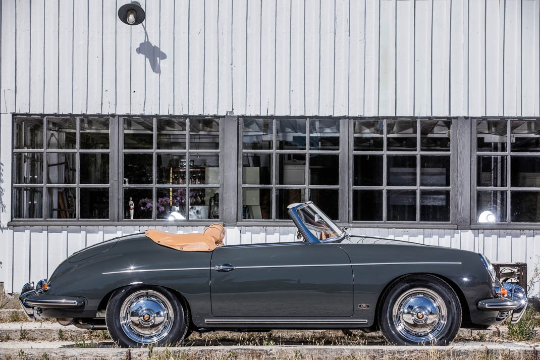 Voiture Porsche 356 BT5 Roadster Super 90 Gris Slate Grey Cuir Beige Cabane