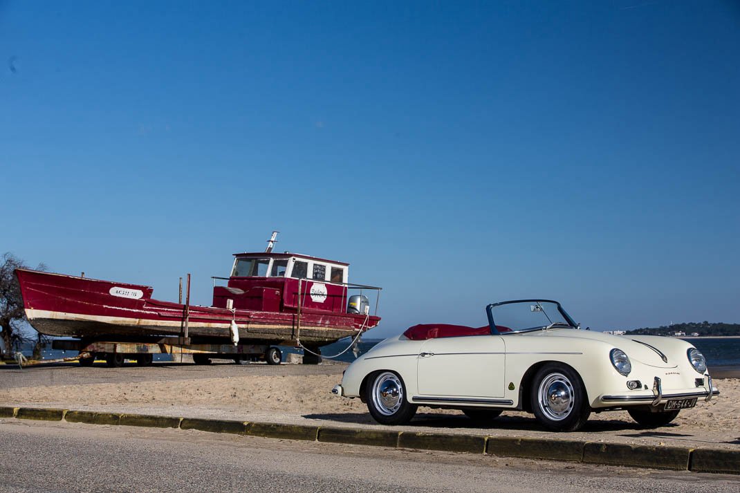 Voiture Porsche Convertible D Ivoire Cuir Rouge 356