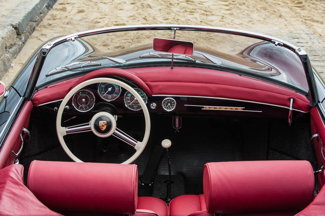 Voiture Porsche 356 Convertible D Noir & Cuir Rouge