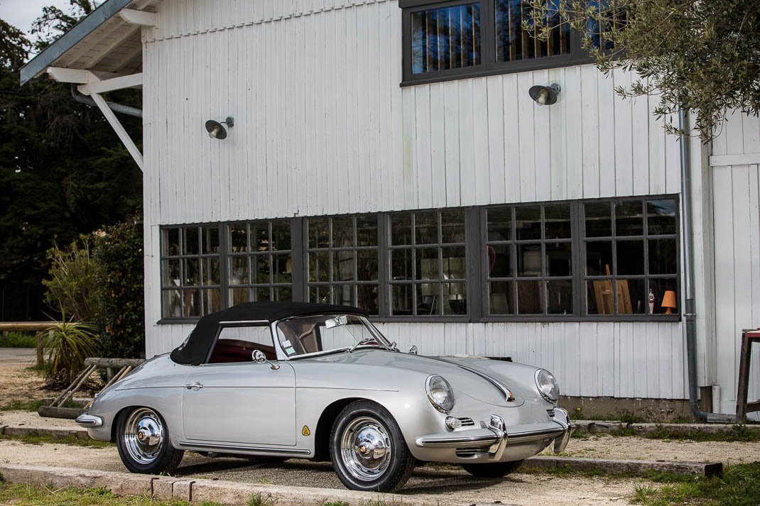 Voiture Porsche 356 Roadster Super 90 1960 Gris Argent Cuir Rouge