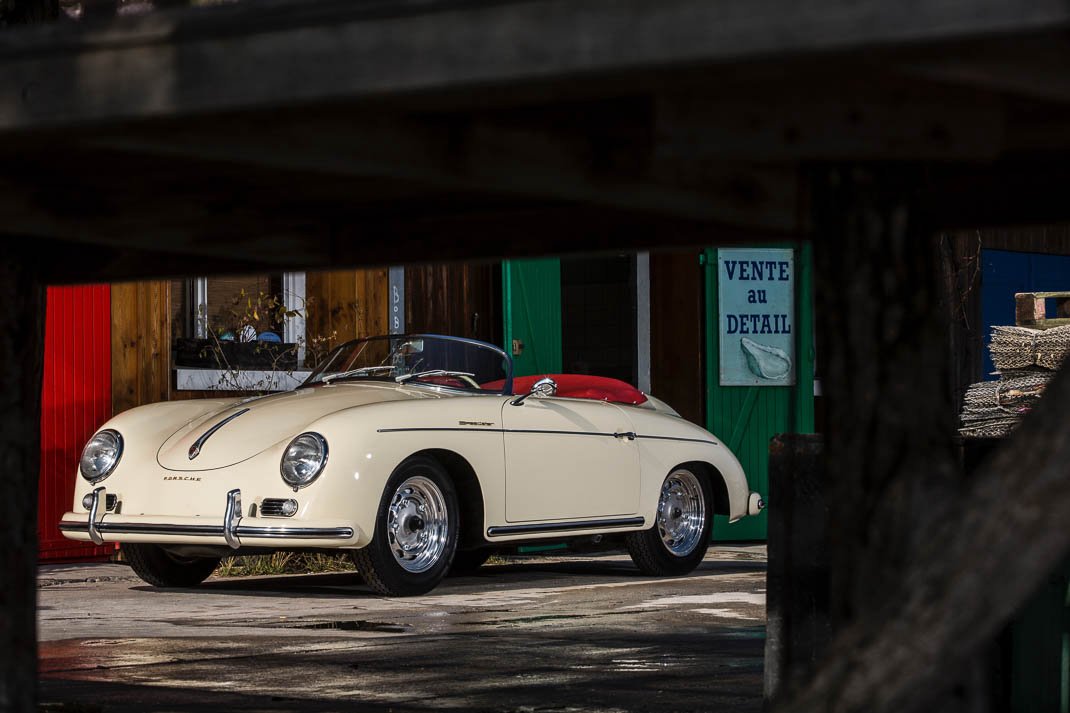 Voiture Porsche 356 Speedster Ivoir Cuir Rouge 1957