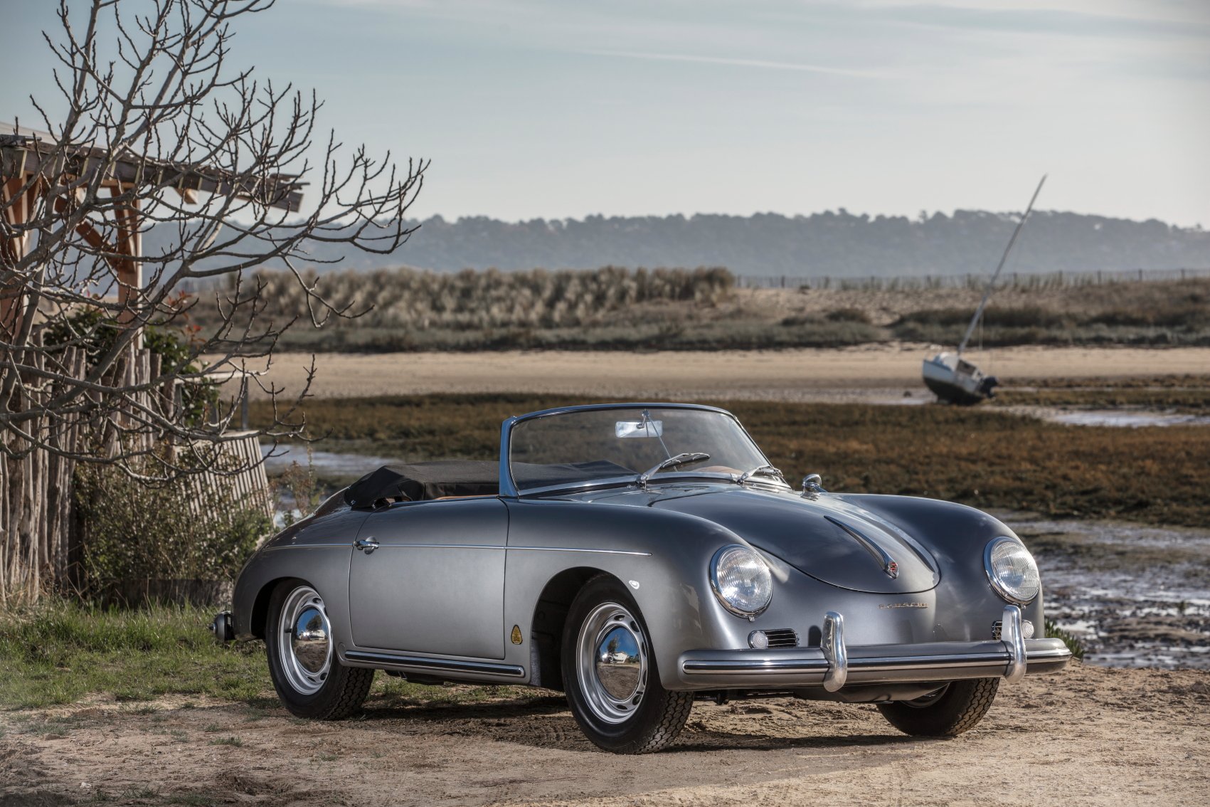 Voiture Porsche 356 Convertible D Gris - Beige