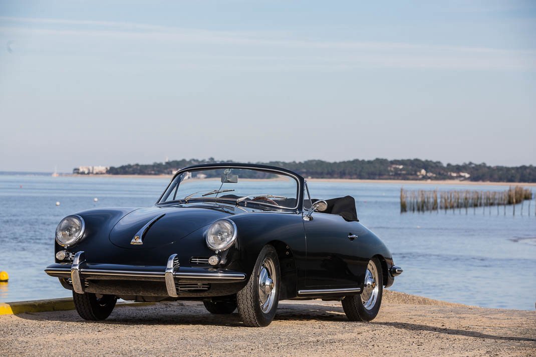 Voiture Porsche 356 Cabriolet BT5 Super 90 1960 Noir - Intérieur Chocolat